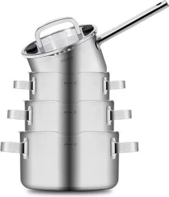 Sola Pannenset Juvia - 4 Delig - Ø 16,16,18,20 Cm - Zilver - RVS - Sandwichbodem -Keuken Verkoop 1028x1200