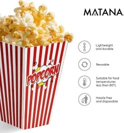 50 Duurzame Popcorn Bakjes (18x10cm) - Popcorn Zakjes Voor Filmavonden, Feestjes - Ook Geschickt Als Snoepbakje Of Feestzakje Voor Kinderen -Keuken Verkoop 1115x1200 6
