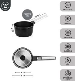 Westinghouse Performance Series - Steelpan Inductie 18cm - Zwart - Geschikt Voor Alle Warmtebronnen Inclusief Inductie En Ovenbestendig - Sauspan -Keuken Verkoop 1120x1200 5
