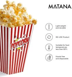50 Duurzame Popcorn Bakjes (18x10cm) - Popcorn Zakjes Voor Filmavonden, Feestjes - Ook Geschickt Als Snoepbakje Of Feestzakje Voor Kinderen -Keuken Verkoop 1127x1200 1