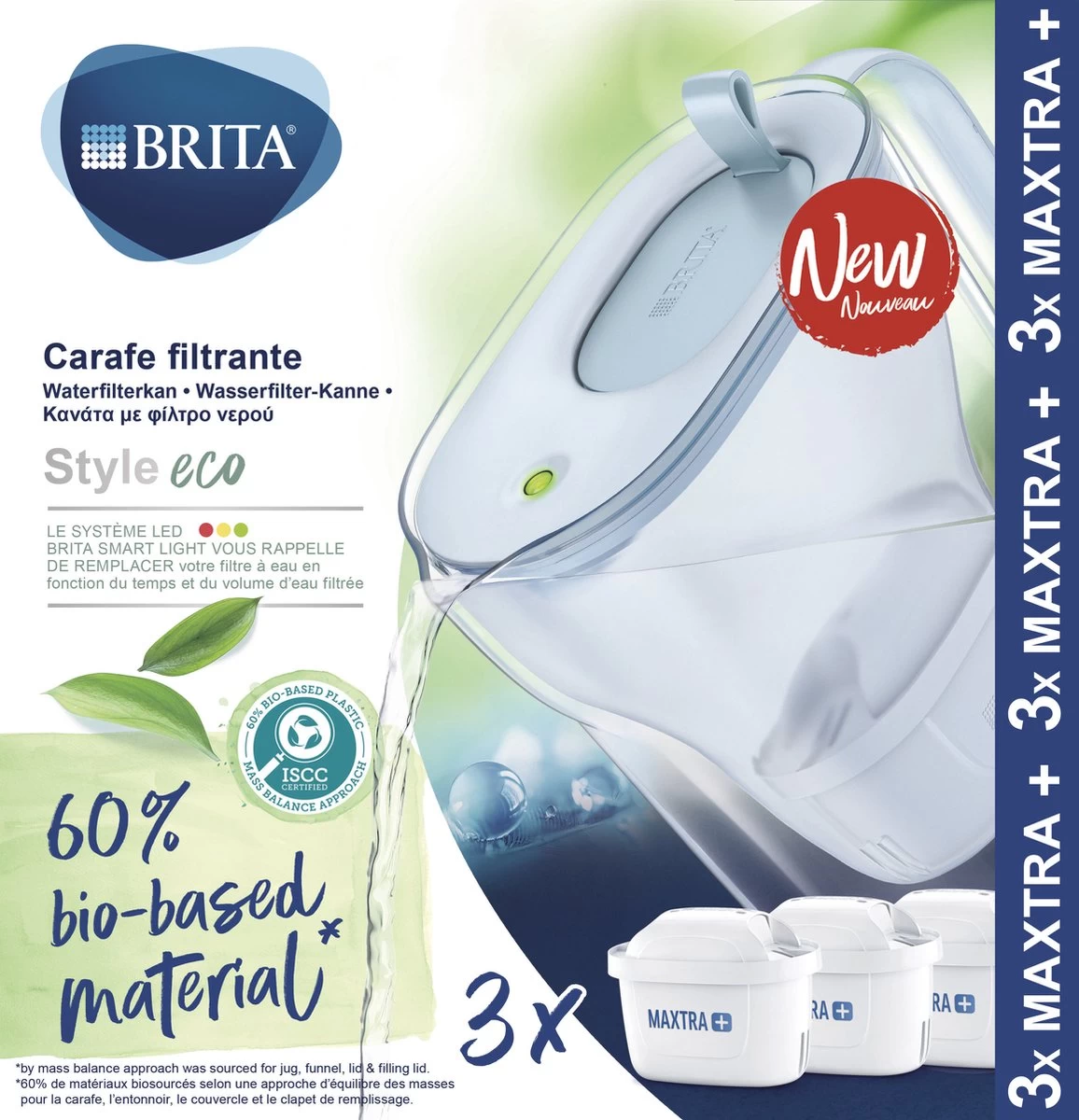 BRITA Waterfilterbundel Style Eco Cool Powder Blue + 3 MAXTRA+ Filterpatronen 4 BRITA Waterfilterbundel Style Eco Cool Powder Blue + 3 MAXTRA+ Filterpatronen - Afbeelding 2