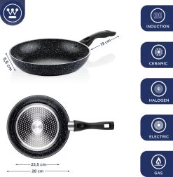 Westinghouse Koekenpan Inductie - Ø 28 Cm - Zwart Marmer -Keuken Verkoop 1176x1200