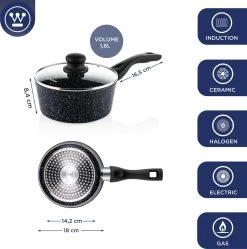 Westinghouse Steelpan Inductie - Ø 18 Cm - Zwart Marmer - Met Deksel - Sauspan -Keuken Verkoop 1190x1200 6