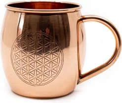 Koperen Beker Flower Of Life Geëtst (470 Ml)