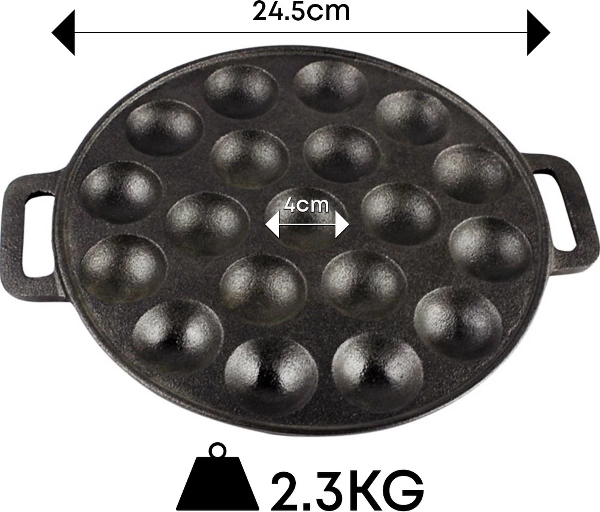 YUGN BLACK Poffertjespan Poffertjesmaker 6 Delige Set - 19 Poffertjes Incl Doseerfles Kwast Poffertjesvork Siliconen Ovenwanten - Platte Onderkant Poffertjespan Inductie Poffertjespan Elektrisch - Cadeau Tip 5 YUGN BLACK Poffertjespan Poffertjesmaker 6 Delige Set - 19 Poffertjes Incl Doseerfles Kwast Poffertjesvork Siliconen Ovenwanten - Platte Onderkant Poffertjespan Inductie Poffertjespan Elektrisch - Cadeau Tip - Afbeelding 3
