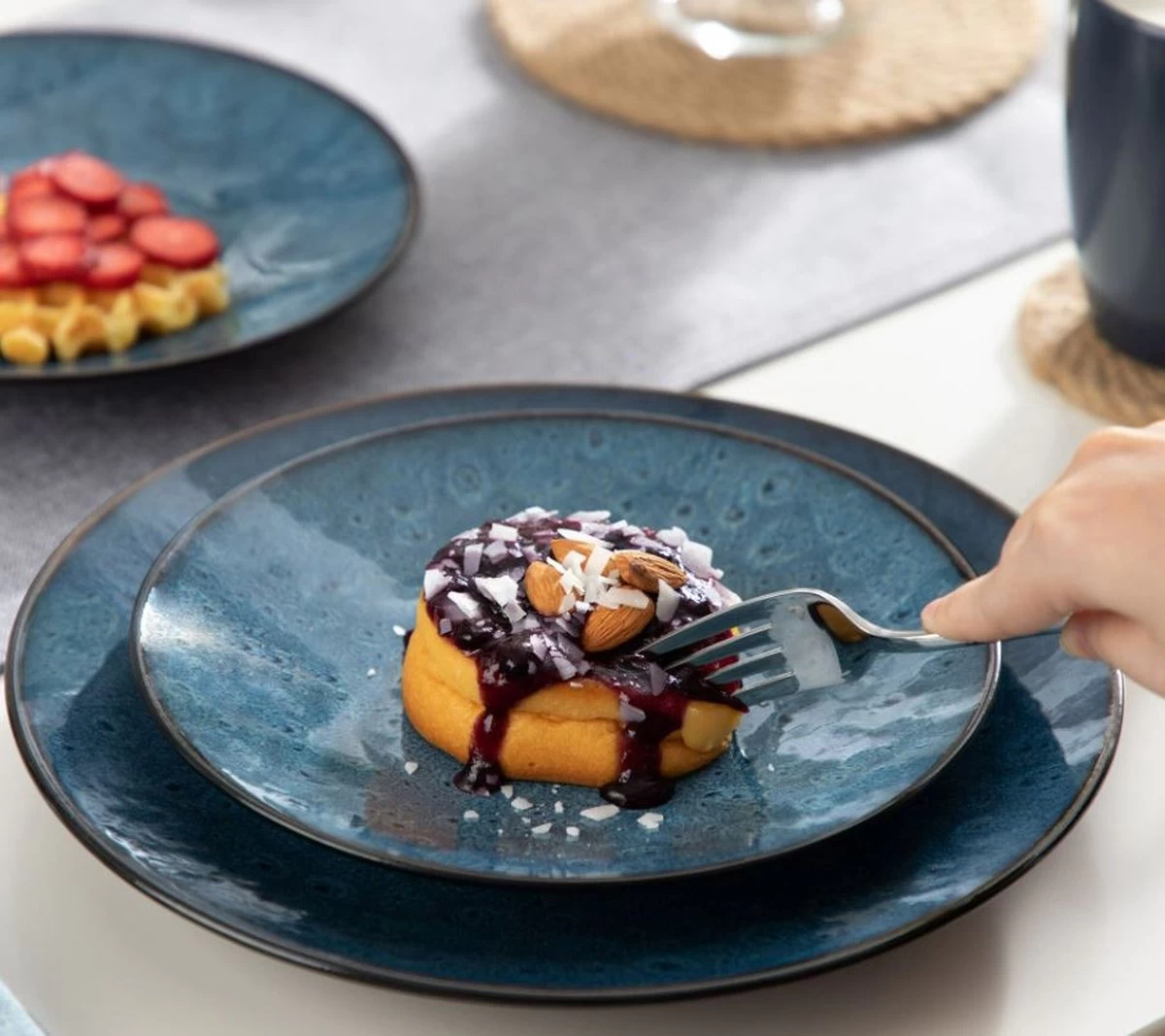 Serviesset – 16 Delig – 4 Persoons – Porselein - Luxe - Blauw 7 Serviesset – 16 Delig – 4 Persoons – Porselein - Luxe - Blauw - Afbeelding 5