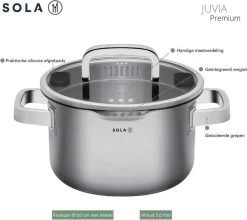 Sola Pannenset Juvia - 4 Delig - Ø 16,16,18,20 Cm - Zilver - RVS - Sandwichbodem -Keuken Verkoop 1200x1069