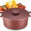 MOA Gietijzeren Braadpan - Inhoud 4,75 Liter - 26CM - Rond - Alle Warmtebronnen - Ook Voor Inductie - Gewicht 5,8 Kg - Bordeaux Rood - MC26BR -Keuken Verkoop 1200x1070 1