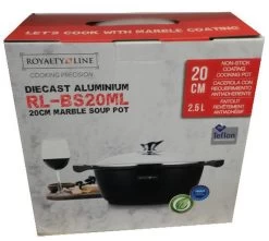 Royalty Line - Marble Soep/braadpan - Met Glazen Deksel Zwart - 20 CM. RL-BS20ML -Keuken Verkoop 1200x1073