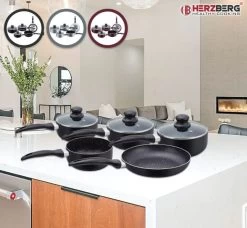 Herzberg HG-5003BK: 8 Pieces Marble Cookware Set - Black -Keuken Verkoop 1200x1109 1