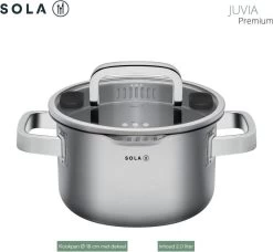 Sola Pannenset Juvia - 4 Delig - Ø 16,16,18,20 Cm - Zilver - RVS - Sandwichbodem -Keuken Verkoop 1200x1110