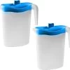 2x Waterkannen/sapkannen Met Blauwe Deksel 1,5 Liter 9 X 21 X 23 Cm Kunststof - Compact Formaat Schenkkannen Die In De Koelkastdeur Past - Sapkannen/waterkannen/schenkkannen/limonadekannen -Keuken Verkoop 1200x1123 2