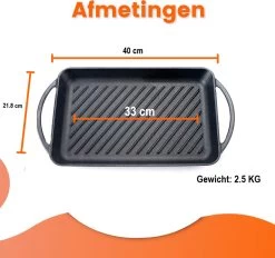 Kicinn Grillplaat - Gietijzer - Geëmailleerd - Incl. Accessoires - Ø 33 X 21.8 Cm (LxB) -Keuken Verkoop 1200x1127 3