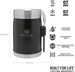Stanley The Legendary Food Jar + Spork 0,4L - Thermosfles - Matt Black -Keuken Verkoop 1200x1151 2