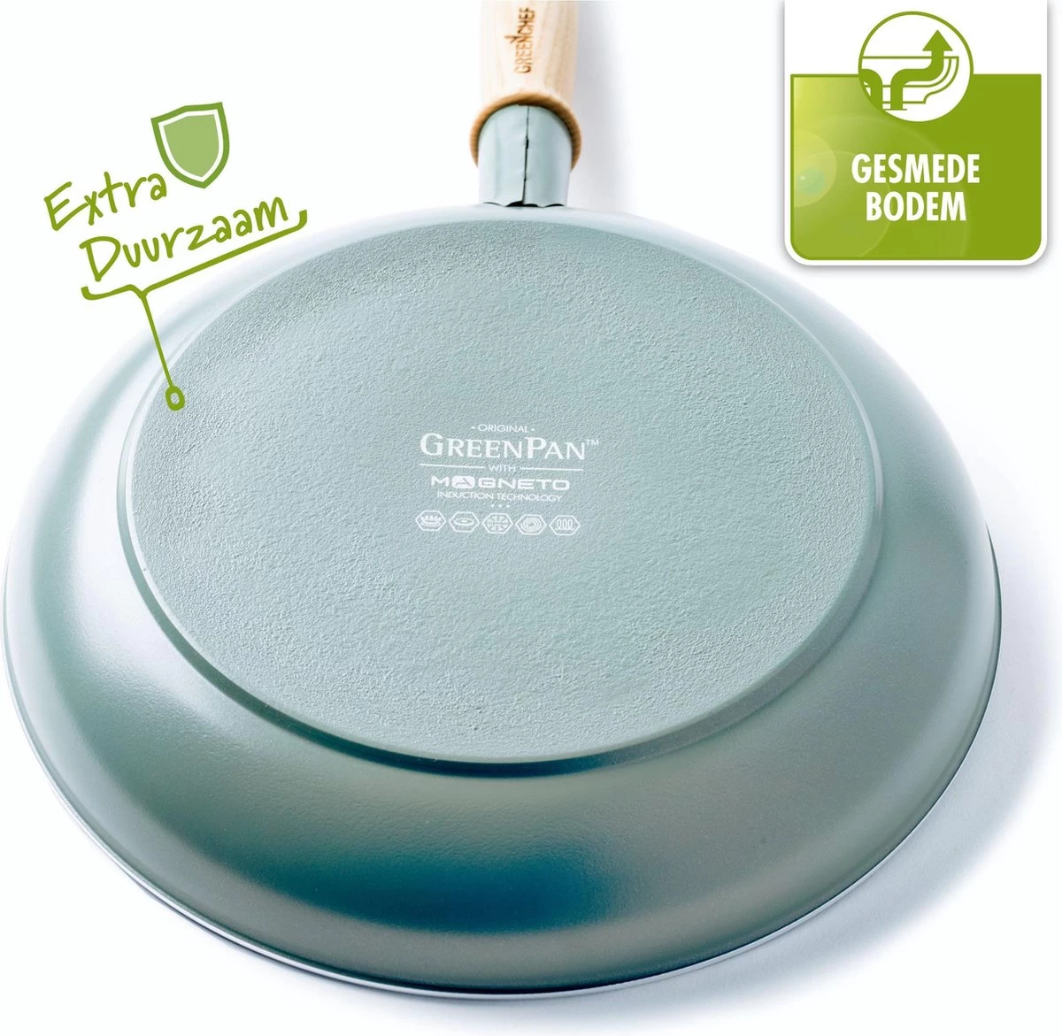 GreenPan Mayflower Koekenpannenset Ø 20cm + Ø 24cm + 1 Accessoire - Lichtblauw - Inductie - PFAS-vrij 12 GreenPan Mayflower Koekenpannenset Ø 20cm + Ø 24cm + 1 Accessoire - Lichtblauw - Inductie - PFAS-vrij - Afbeelding 10