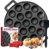 MM Brands Poffertjespan - Poffertjesmaker - Inductie / Oven / BBQ - Inclusief Handvat, Borstel En Vorken -Keuken Verkoop 1200x1173