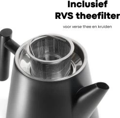 Vatten® - Premium RVS Theepot - Incl. RVS Theefilter - 1L - Zwart - Dubbelwandig -Keuken Verkoop 1200x1183 2