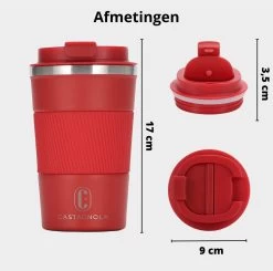 Castagnola Design RVS Koffiebeker To Go - Rood - 380ml - Thermosbeker - Theebeker -Keuken Verkoop 1200x1191 2