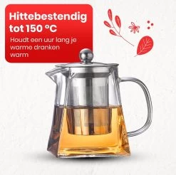Procidi® Glazen Theepot Met Filter - Theekan Met Infuser - Dubbelwandig Borosilicaat Glas - Thee Thermoskan - Koffiekan 950 ML - Teapot -Keuken Verkoop 1200x1197 15