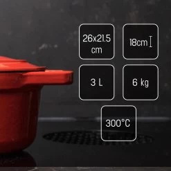 Daumonet Bocuse Rouge Gietijzeren Braadpan - Sudderpan Kersen Rood - Ovaal - Ø 29 Cm - 3 Liter - PFAS & PFOA Vrij - Emaille - Geschikt Voor Alle Warmtebronnen - Elektrisch - Gas - Halogeen - Inductie - Keramisch - Vaatwasserbestendig -Keuken Verkoop 1200x1199 5