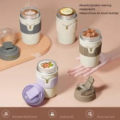 Floraweg Cup - Drinkbeker To GO- Lekvrij Dubbelwandig ,RVS 316, Thermosbeker Koffiebeker- Koffie En Thee - 400ml Zwart -Keuken Verkoop 1200x1200 1032