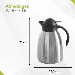 Hendi Thermoskan 1,5 Liter - Isoleerkan Met Drukknop - Zwart - Ø14,5x(H)23cm -Keuken Verkoop 1200x1200 1063