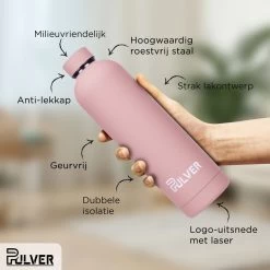 Pulver - RVS Thermosfles / Drinkfles – BPA Vrij – 750 Ml - Waterfles Met Draaidop – Drinkfles – Dubbele Isolatie - Rubberen Coating- Licht Roze -Keuken Verkoop 1200x1200 1068