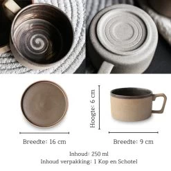 House Of Husk® Keramieke Kop En Schotel Set - Koffiekopjes - Theemokken - Koffiemokken - 250 Ml - Bruin Aardewerk -Keuken Verkoop 1200x1200 1115