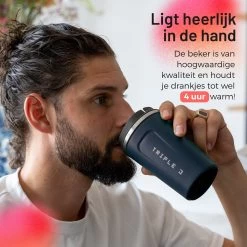 Triple J® Koffiebeker To Go - Thermosbeker - BPA & Lekvrij - 380ml - Blauw -Keuken Verkoop 1200x1200 1127