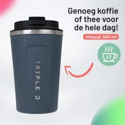 Triple J® Koffiebeker To Go - Thermosbeker - BPA & Lekvrij - 380ml - Blauw -Keuken Verkoop 1200x1200 1128