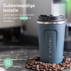 Triple J® Koffiebeker To Go - Thermosbeker - BPA & Lekvrij - 380ml - Blauw -Keuken Verkoop 1200x1200 1130