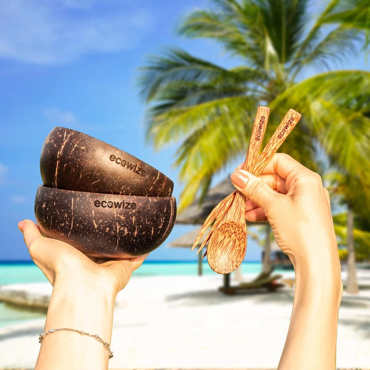 Ecowize Coconut Bowls (Set Van 3) - Kokosnoot Kom & Schaal - Met 3 Lepels, 3 Vorken En 8 Bamboe Rietjes - Zero Waste & Herbruikbaar - Duurzaam Cadeau 10 Ecowize Coconut Bowls (Set Van 3) - Kokosnoot Kom & Schaal - Met 3 Lepels, 3 Vorken En 8 Bamboe Rietjes - Zero Waste & Herbruikbaar - Duurzaam Cadeau - Afbeelding 8