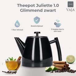 Vaja® Theepot Juliette Met Filter - Dubbelwandig -Theekan 1.0L - Glimmend Zwart 17 Vaja® Theepot Juliette Met Filter - Dubbelwandig -Theekan 1.0L - Glimmend Zwart -Keuken Verkoop 1200x1200 1222