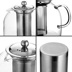 Monzana Theepot Glas - Met Theepotverwarmer – Voor 1,5 Liter RVS Zeef -Keuken Verkoop 1200x1200 1237