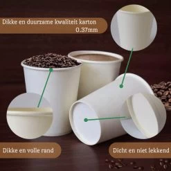 Drinkbeker Wit - Koffiebeker - Kartonnen Beker - 265ml - 100 Stuks - Wegwerpbeker - Papieren Beker - To-Go -Keuken Verkoop 1200x1200 1311