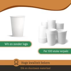 Drinkbeker Wit - Koffiebeker - Kartonnen Beker - 265ml - 100 Stuks - Wegwerpbeker - Papieren Beker - To-Go -Keuken Verkoop 1200x1200 1312