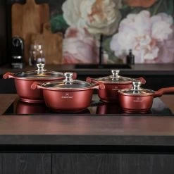 Herenthal Pannenset Inductie - Luxe 10-delige Koekenpan Inductie - Voor Alle Warmtebronnen - Pannen Met Glazen Deksels En Koudgrepen - Burgundy -Keuken Verkoop 1200x1200 140