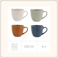 OTIX Koffiekopjes - Met Oor - Set Van 4 - Verschillende Kleuren - Aardewerk - 250 Ml -Keuken Verkoop 1200x1200 1426