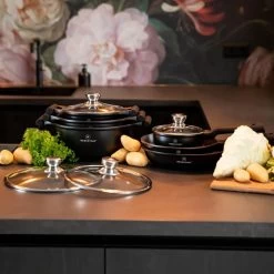 Herenthal Inductie Pannenset - Luxe 10-delige Koekenpanset - Voor Alle Warmtebronnen - Met Glazen Deksels En Koudgrepen - Zwart 21 Herenthal Inductie Pannenset - Luxe 10-delige Koekenpanset - Voor Alle Warmtebronnen - Met Glazen Deksels En Koudgrepen - Zwart -Keuken Verkoop 1200x1200 170