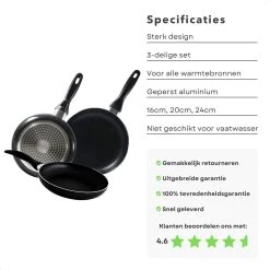 Cheqo® PRO 3-Delige Koekenpannenset - Koekenpan Set - Pannenset - Geperst Aluminium - Geschikt Voor Gas, Elektrisch, Keramisch, Halogeen Koken 13 Cheqo® PRO 3-Delige Koekenpannenset - Koekenpan Set - Pannenset - Geperst Aluminium - Geschikt Voor Gas, Elektrisch, Keramisch, Halogeen Koken -Keuken Verkoop 1200x1200 300