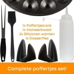 YUGN BLACK Poffertjespan Poffertjesmaker 6 Delige Set - 19 Poffertjes Incl Doseerfles Kwast Poffertjesvork Siliconen Ovenwanten - Platte Onderkant Poffertjespan Inductie Poffertjespan Elektrisch - Cadeau Tip 11 YUGN BLACK Poffertjespan Poffertjesmaker 6 Delige Set - 19 Poffertjes Incl Doseerfles Kwast Poffertjesvork Siliconen Ovenwanten - Platte Onderkant Poffertjespan Inductie Poffertjespan Elektrisch - Cadeau Tip -Keuken Verkoop 1200x1200 369