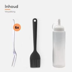 Ocina Poffertjespan Accessoires Set - Doseerfles - Poffertjes Spuitfles - 6x Poffertjes Vork - Kwast - Siliconen Kwast - Bakkwast - Gratis Poffertjes E-Book -Keuken Verkoop 1200x1200 398