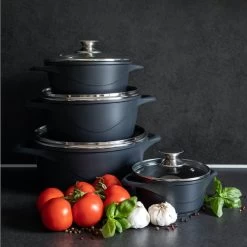 Smile 10 Delige Pannenset - Antiaanbaklaag - Vaatwasser Bestendig - Zwart -Keuken Verkoop 1200x1200 455