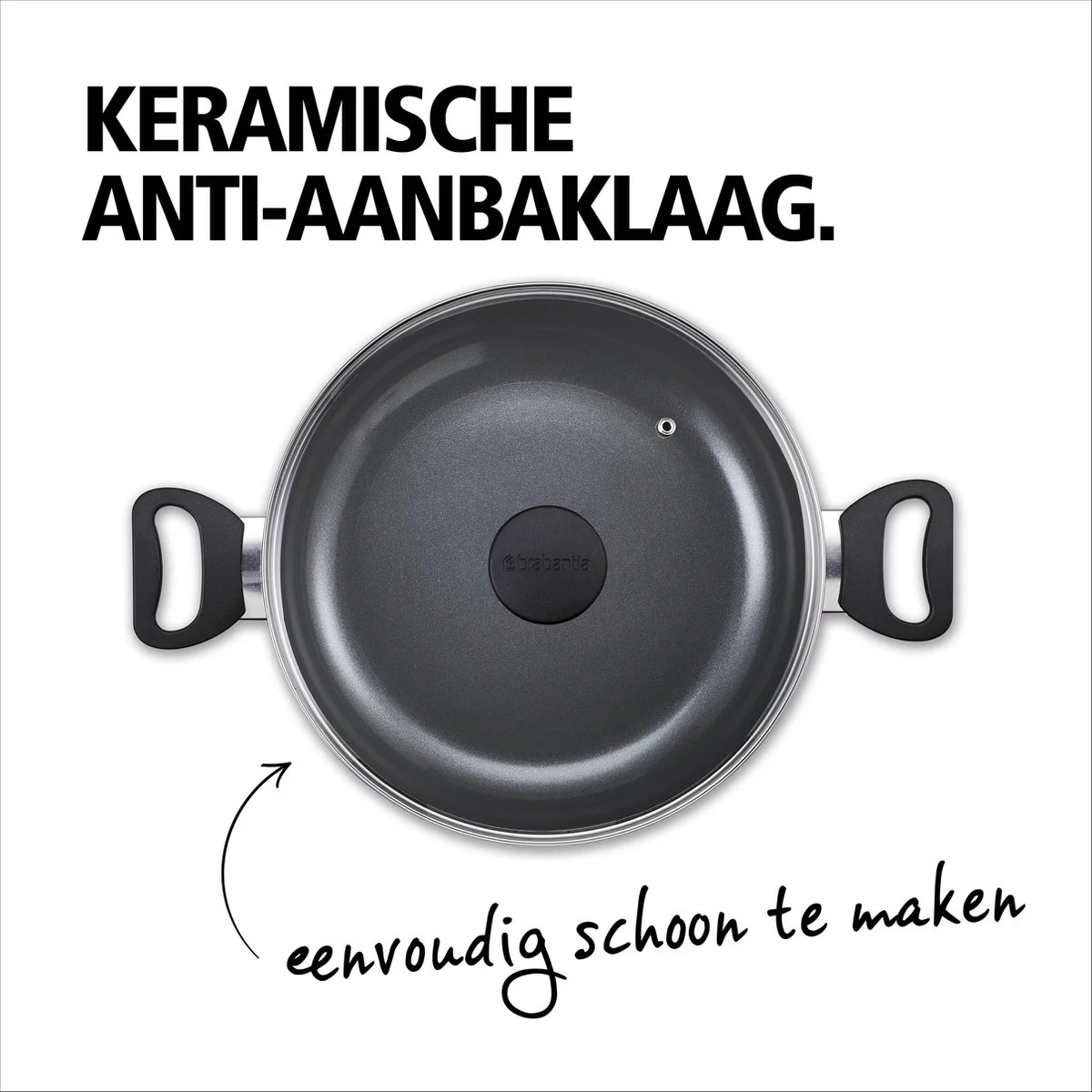 BRABANTIA INDU+ Hapjespan - Keramische Antiaanbaklaag - Met Deksel - Ø 28 Cm - Inductie - Pfas Vrij 6 BRABANTIA INDU+ Hapjespan - Keramische Antiaanbaklaag - Met Deksel - Ø 28 Cm - Inductie - Pfas Vrij - Afbeelding 4