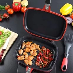 Herenthal Dubbele Grillpan - Ø 28 Cm - Koekenpan - Keramische Pan - Marmeren Coating Met Antiaanbaklaag - PFAS & PFOA Vrij - Pan - Grill - Vermindert Geur, Rook En Oliespatten - Zilver -Keuken Verkoop 1200x1200 595