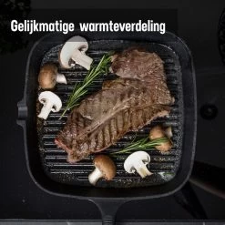 Daumonet Auguste Noir Gietijzeren Grillpan - Steakpan Zwart - PFAS & PFOA Vrij - Vierkant Met Schenktuit - 23,5 Cm - 2 Liter - Emaille - Alle Warmtebronnen - Elektrisch - Gas - Halogeen - Inductie - Keramisch -Keuken Verkoop 1200x1200 627