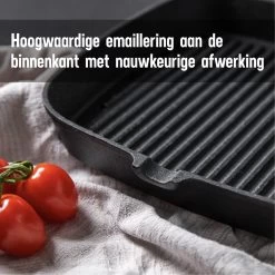 Daumonet Auguste Noir Gietijzeren Grillpan - Steakpan Zwart - PFAS & PFOA Vrij - Vierkant Met Schenktuit - 23,5 Cm - 2 Liter - Emaille - Alle Warmtebronnen - Elektrisch - Gas - Halogeen - Inductie - Keramisch -Keuken Verkoop 1200x1200 630