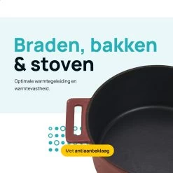 MOA Gietijzeren Braadpan - Inhoud 4,75 Liter - 26CM - Rond - Alle Warmtebronnen - Ook Voor Inductie - Gewicht 5,8 Kg - Bordeaux Rood - MC26BR -Keuken Verkoop 1200x1200 699