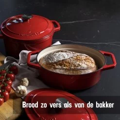 Daumonet Bocuse Rouge Gietijzeren Braadpan - Sudderpan Kersen Rood - Ovaal - Ø 29 Cm - 3 Liter - PFAS & PFOA Vrij - Emaille - Geschikt Voor Alle Warmtebronnen - Elektrisch - Gas - Halogeen - Inductie - Keramisch - Vaatwasserbestendig -Keuken Verkoop 1200x1200 730