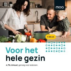 MOA Gietijzeren Braadpan - Inhoud 4,75 Liter - 26CM - Rond - Alle Warmtebronnen - Ook Voor Inductie - Gewicht 5,8 Kg - Olijfgroen - MC26OG -Keuken Verkoop 1200x1200 778